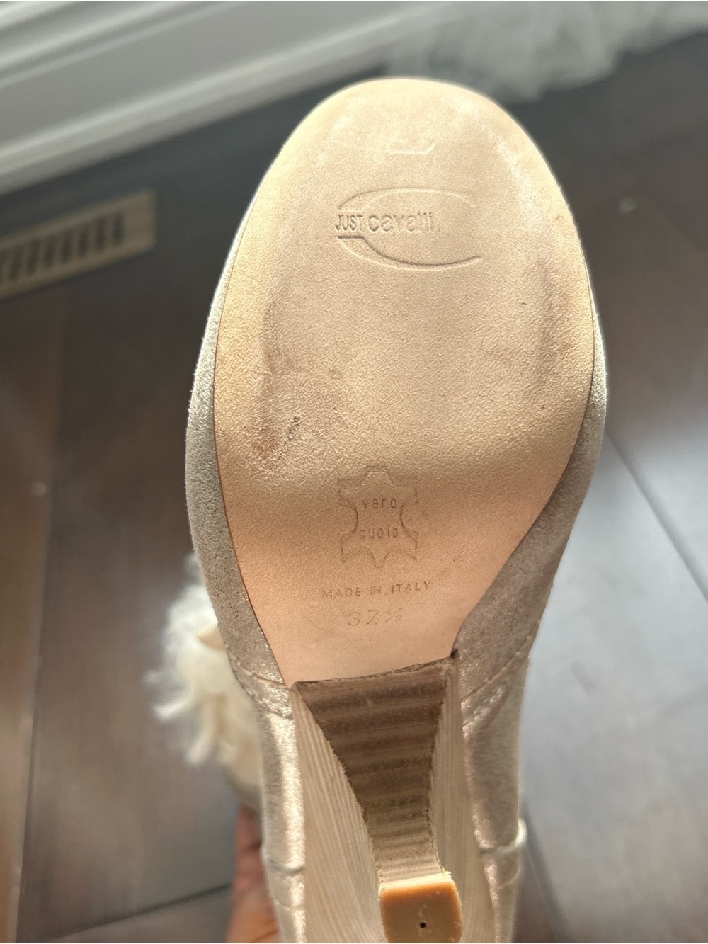 Just Cavalli Gold Metallic Leather Fur Trim Boots - Picture 4 of 5